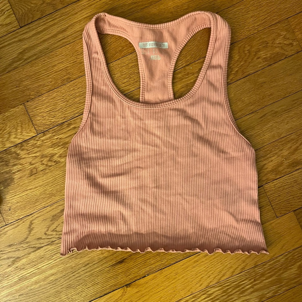 Forever 21 Pink Sleeveless Crop Ribbed Tank Top